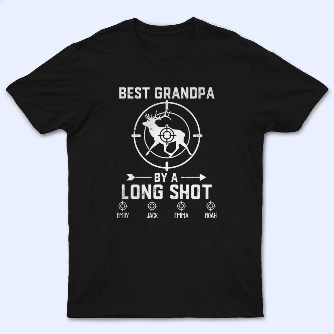 Personalized Best Grandpa By A Long Shot Hunting Gift t-shirt, alternate view 2