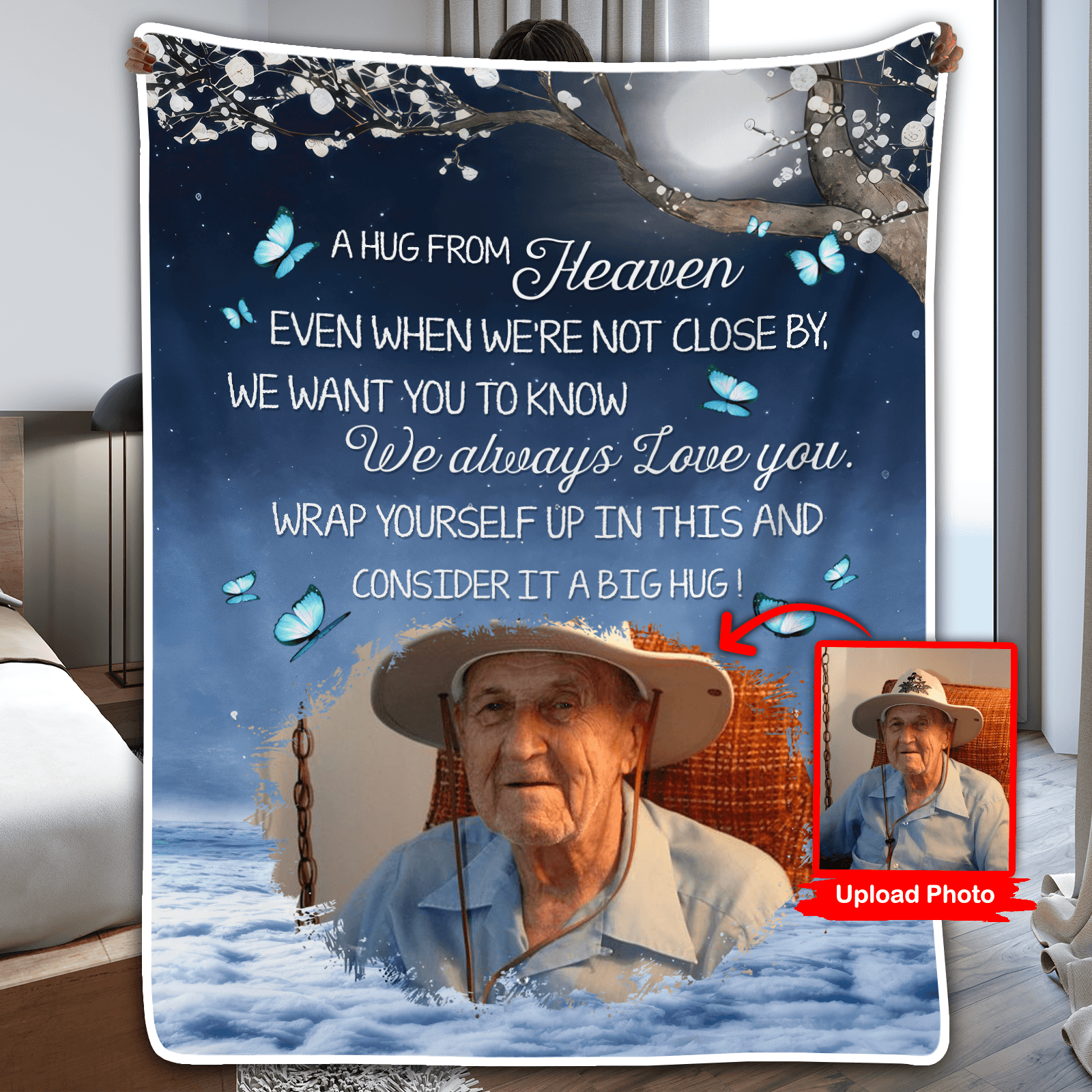 Custom Photo I Always Love You | Memorial Sympathy Personalized Gift for Family Members, Grandma, Grandpa, Dad, Mom, Daughters, Sons | Blanket - Suzitee Store