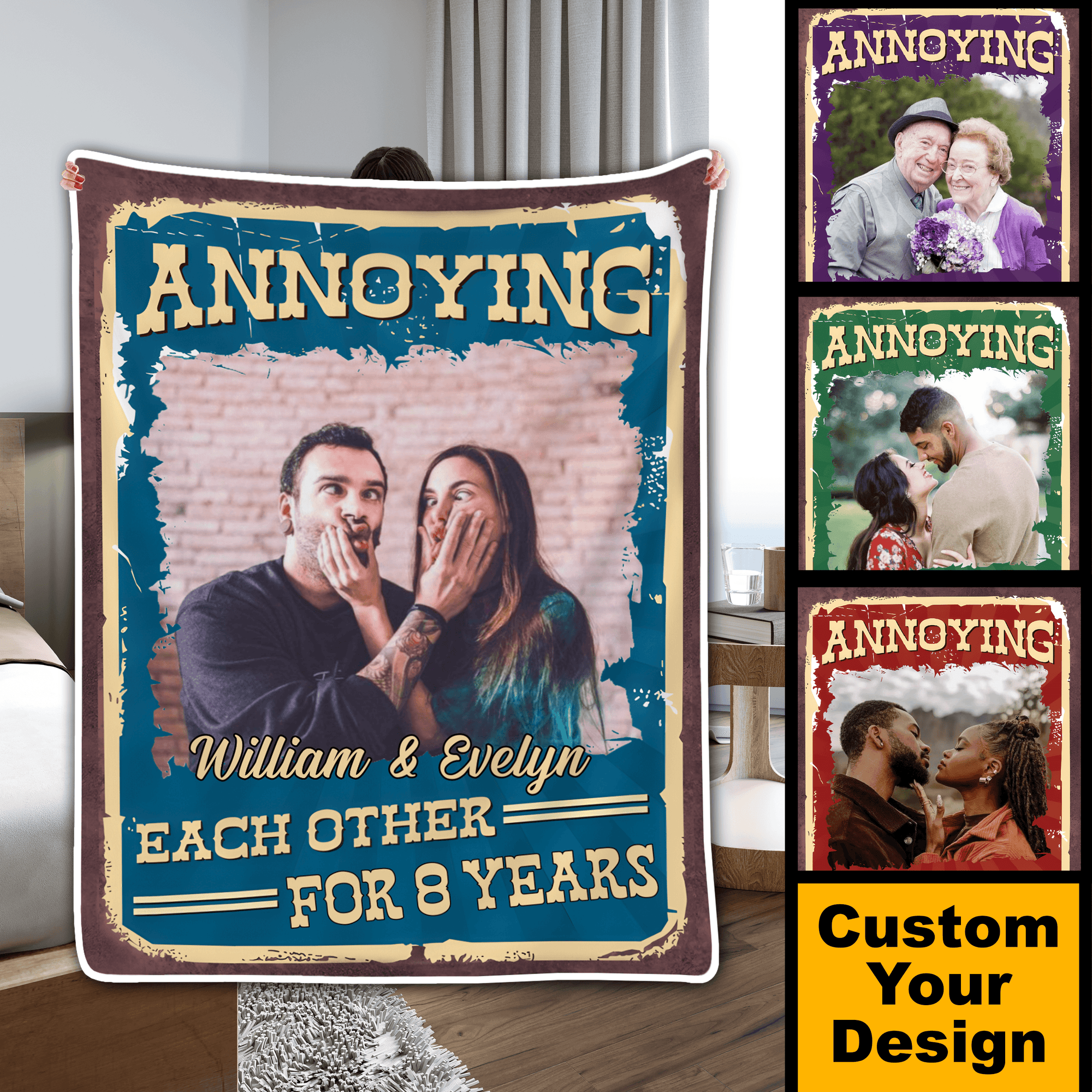 Custom Photo Annoying Each Other | Memorial Sympathy Personalized Gift for Family Members, Grandma, Grandpa, Dad, Mom, Daughters, Sons | Blanket - Suzitee Store