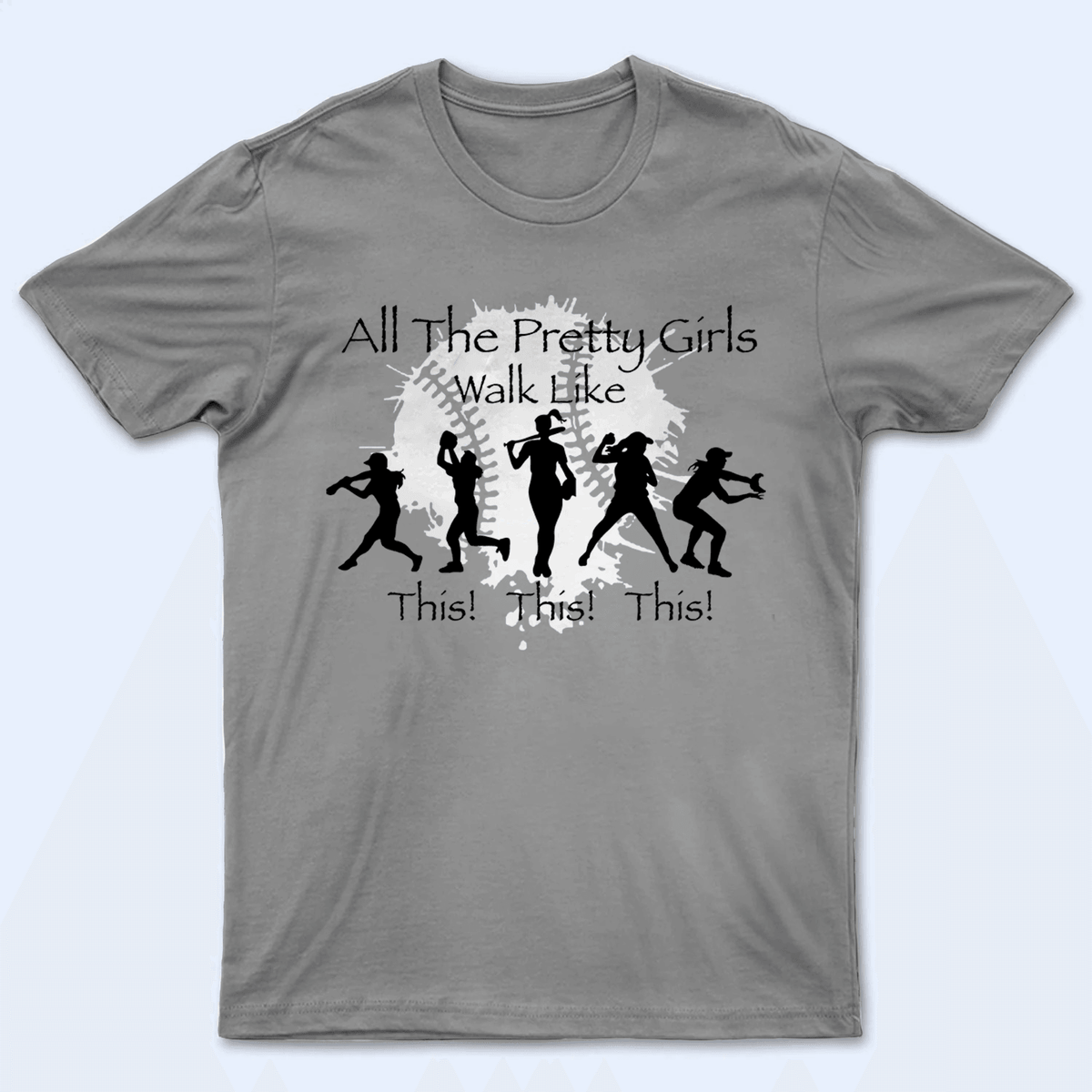 All The Pretty Girls Walk Like This - Baseball/Softball - Personalized Custom Youth T Shirt - Gift for Sport Grandma/Nana/Mimi, Mom, Wife, Grandparent, Granddaughter - Suzitee Store