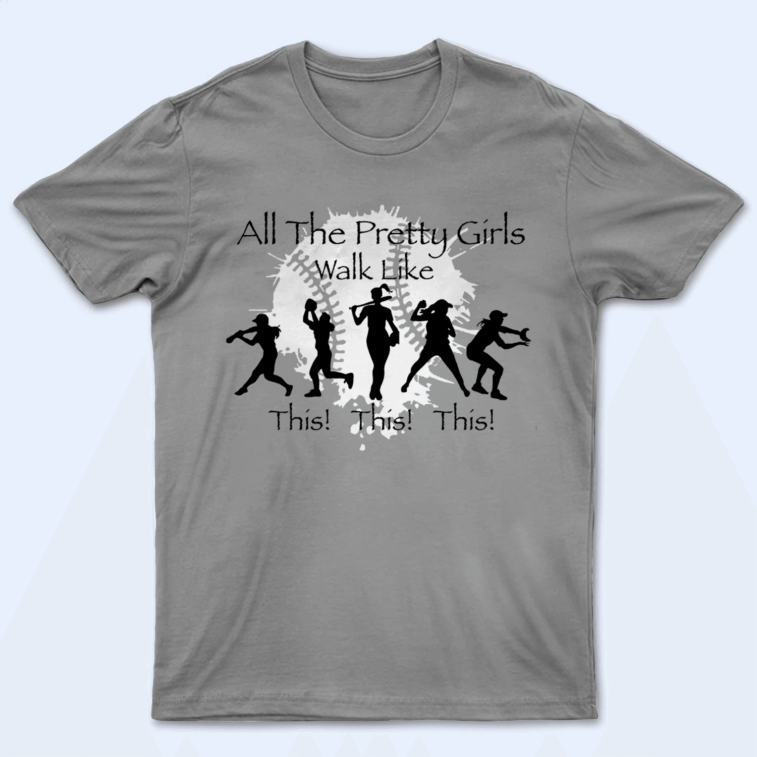 All The Pretty Girls Walk Like This - Baseball/Softball - Personalized Custom Youth T Shirt - Gift for Sport Grandma/Nana/Mimi, Mom, Wife, Grandparent, Granddaughter - Suzitee Store