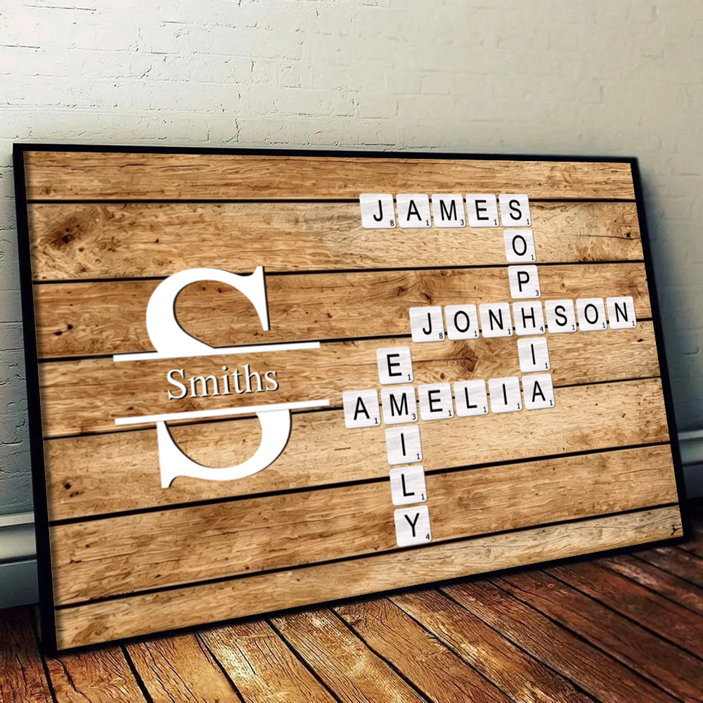 Family Name Crossword - Personalized Poster/Canvas Prints - Gift For Family Members, Mom and Dad