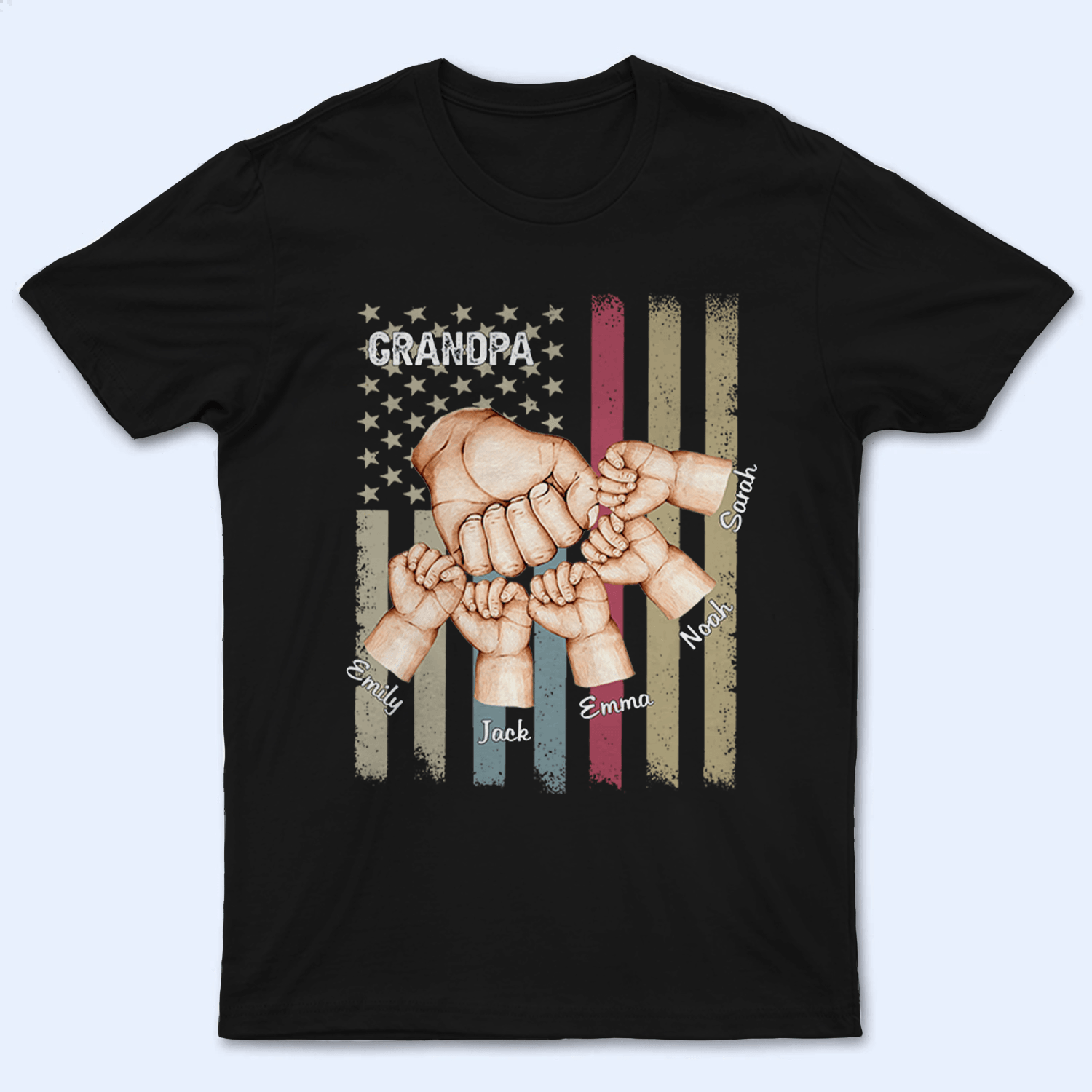 Grandpa Fist Bump - Personalized Custom T Shirt - Birthday, Loving, Funny Gift for Fathers/Dad/Papa/Grandpa