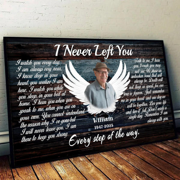Loss of Dad, Husband - Custom Photo Angel Wings I Never Left You - Memorial Gift - Personalized Canvas Prints For Family Members