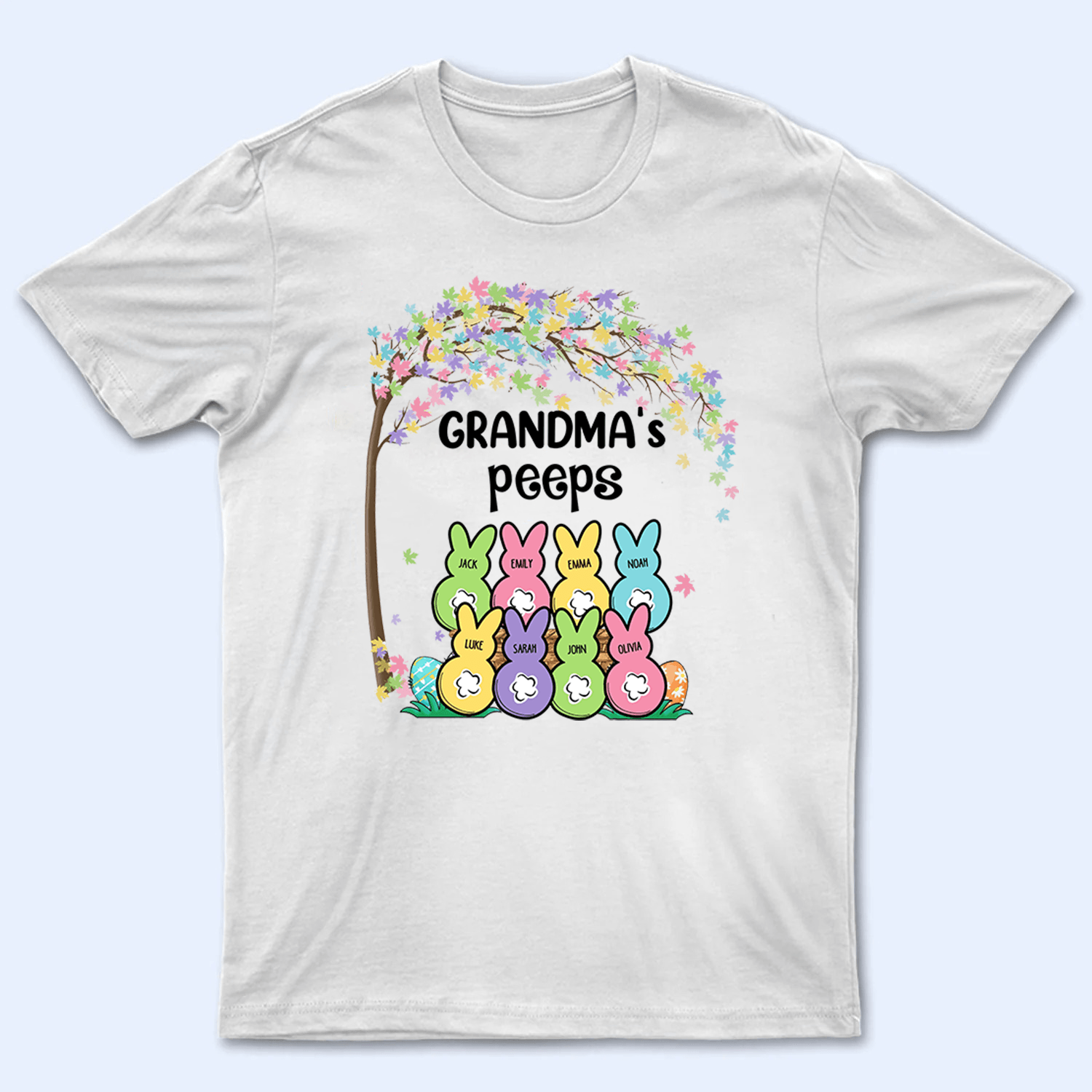 Grandma's Bunnies Easter Custom Kid's Name - Personalized Custom T Shirt - Easter, Birthday, Loving, Funny Gift for Grandma/Nana/Mimi, Mom, Wife, Grandparent - Suzitee Store