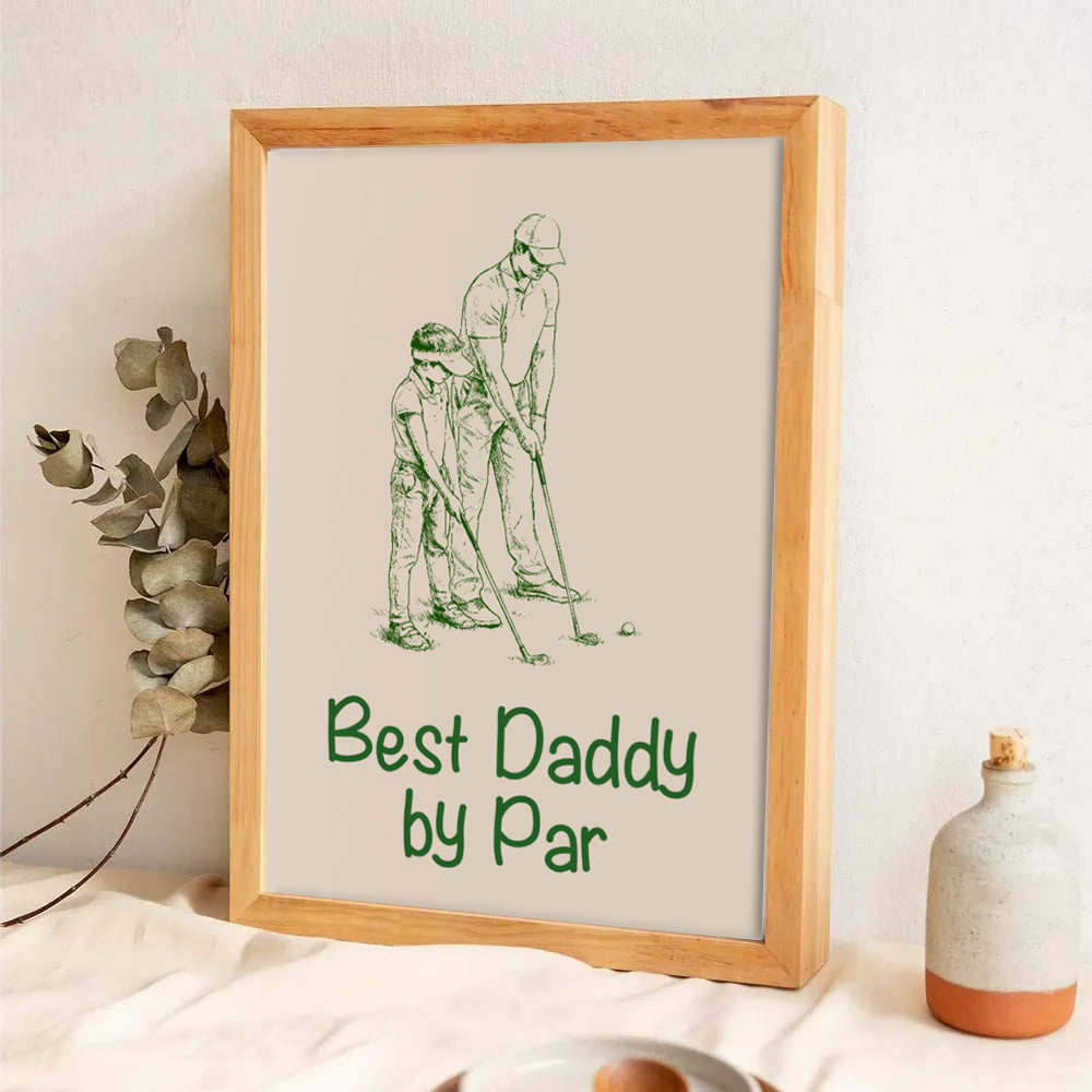 Custom Photo Ink Drawing Best Dad Papa By Par - Personalized Poster/Canvas Prints - Father's Day Gift For Golfers, Golf Lovers
