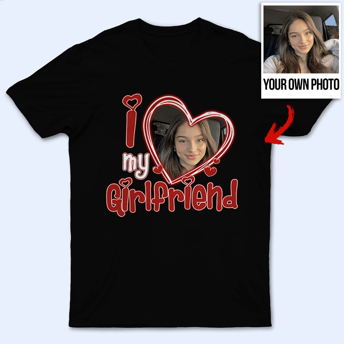 Custom Photo I Love My Girlfriend personalized t-shirt, alternate view 2
