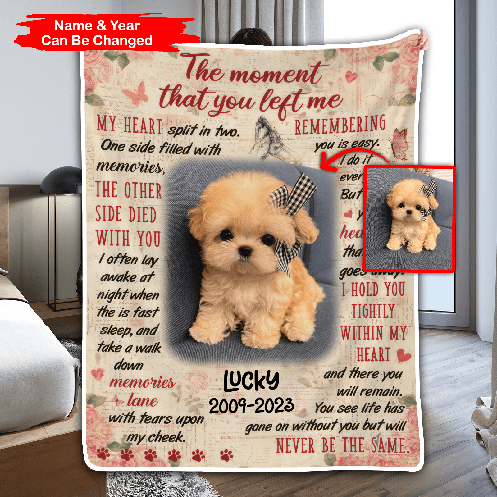 Custom Photo The Moment That You Left Me | Personalized Sympathy Gift for Pet Lovers, Dog Mom, Dog Dad, Cat Mom, Cat Dad | Blanket - Suzitee Store