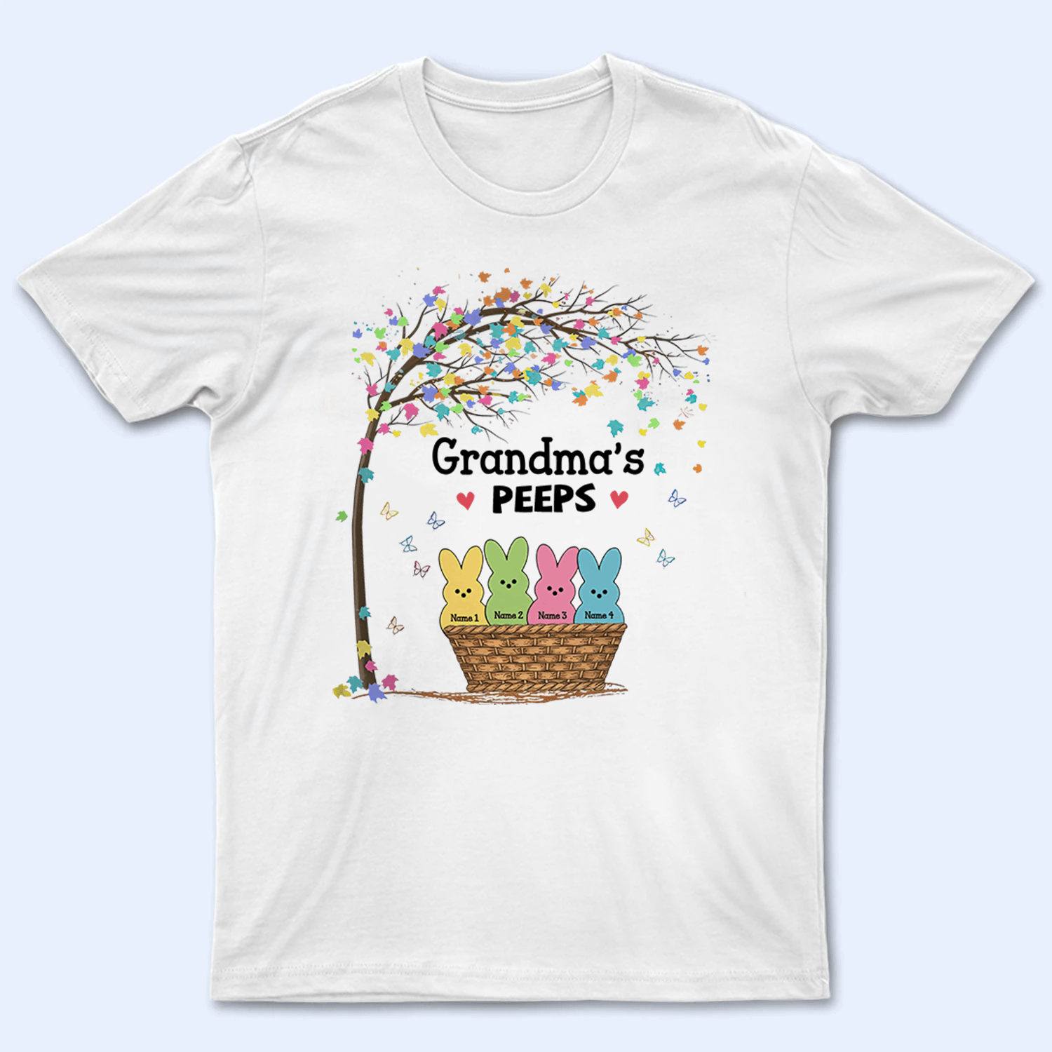 Grandma's Bunnies in a Basket - Personalized Custom T Shirt - Easter, Birthday, Loving, Funny Gift for Grandma/Nana/Mimi, Mom, Wife, Grandparent - Suzitee Store