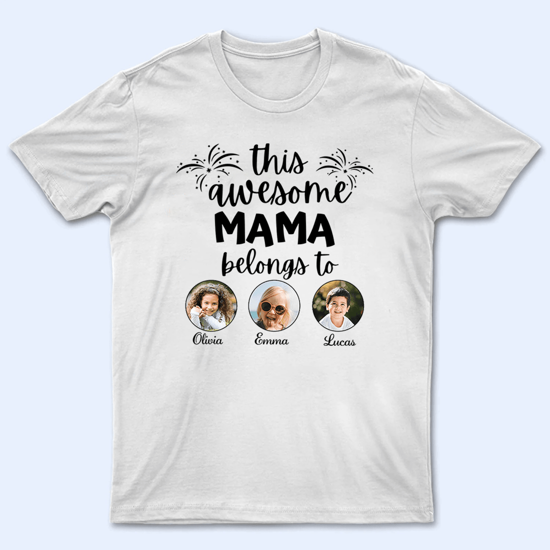 Custom Photo This Awesome Mama Belongs To personalized t-shirt, alternate view 2