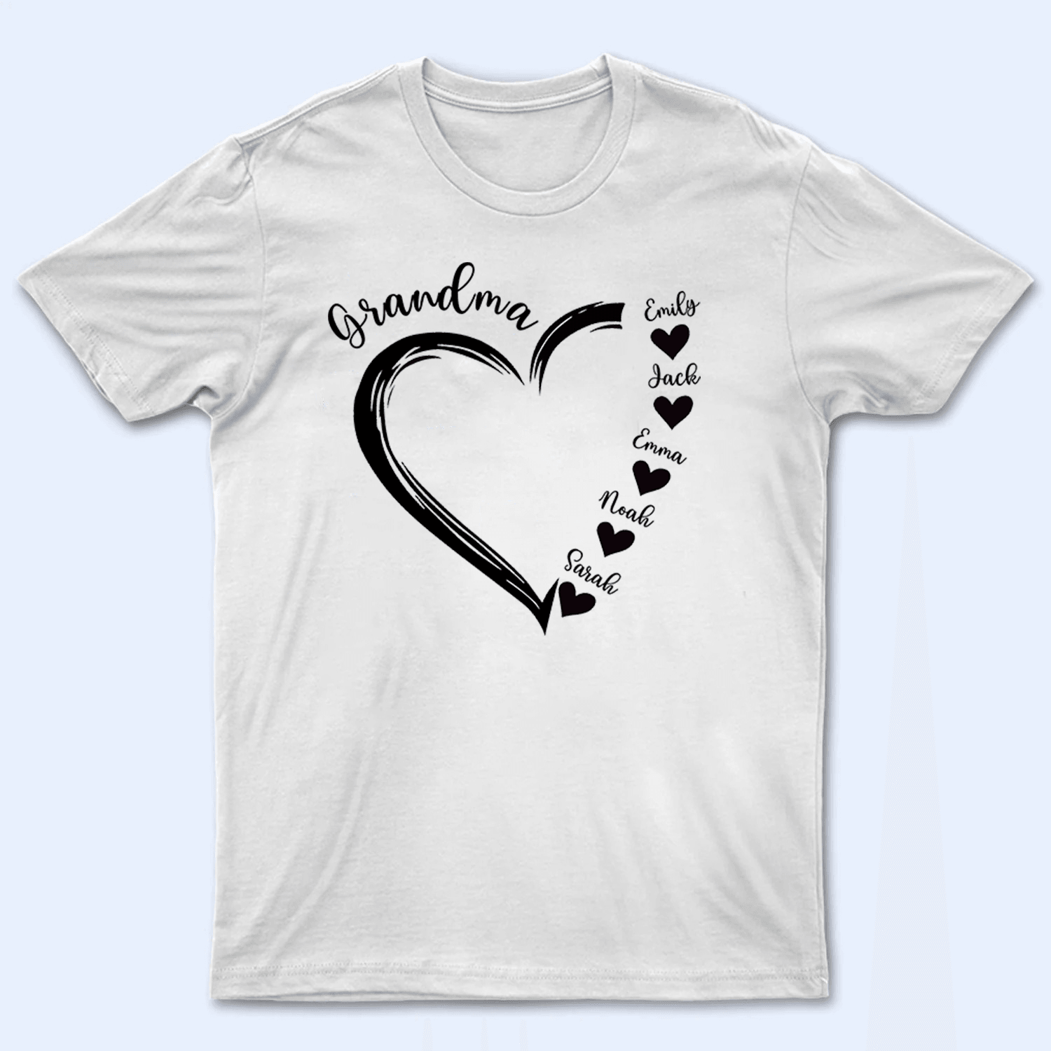 Grandma Sweet Heart With Grandkids Name - Personalized Custom T Shirt - Birthday, Loving, Funny Gift for Grandma/Nana/Mimi, Mom, Wife, Grandparent - Suzitee Store