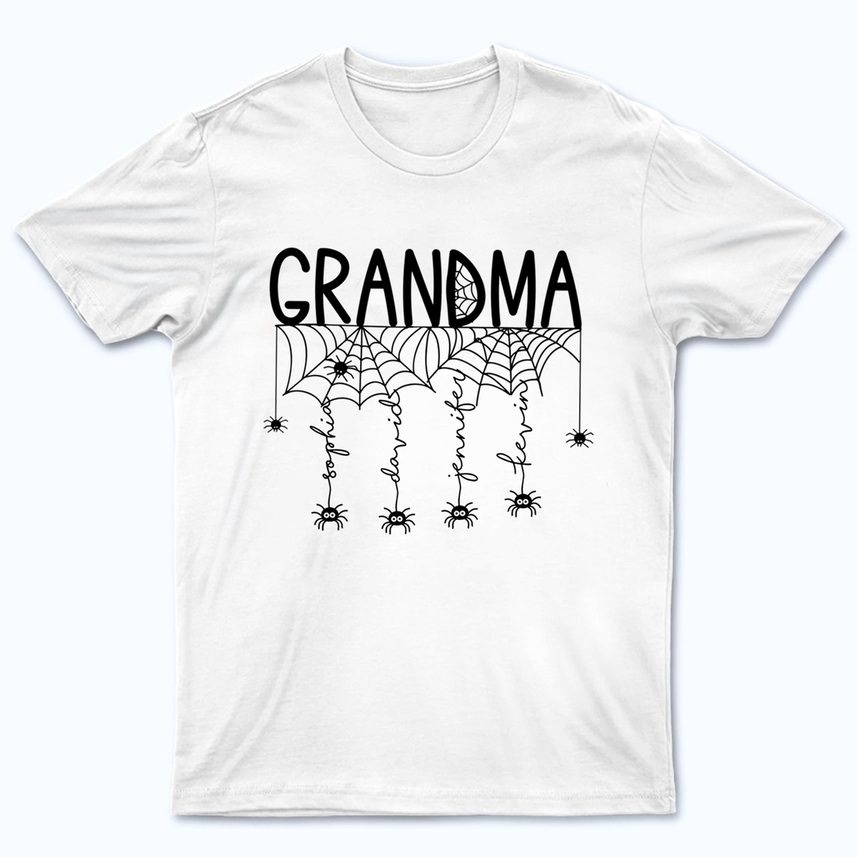 Halloween Grandma Mom Spooky Spiders - Personalized Custom T Shirt - Fall Season, Halloween Gift for Grandma/Nana/Mimi, Mom, Wife