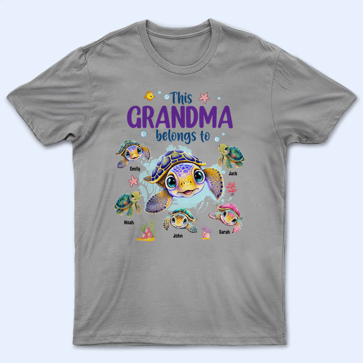 This Grandma Belongs To Summer Turtles - Personalized Custom T Shirt - Gift for Grandma/Nana/Mimi, Mom, Wife, Grandparent 2