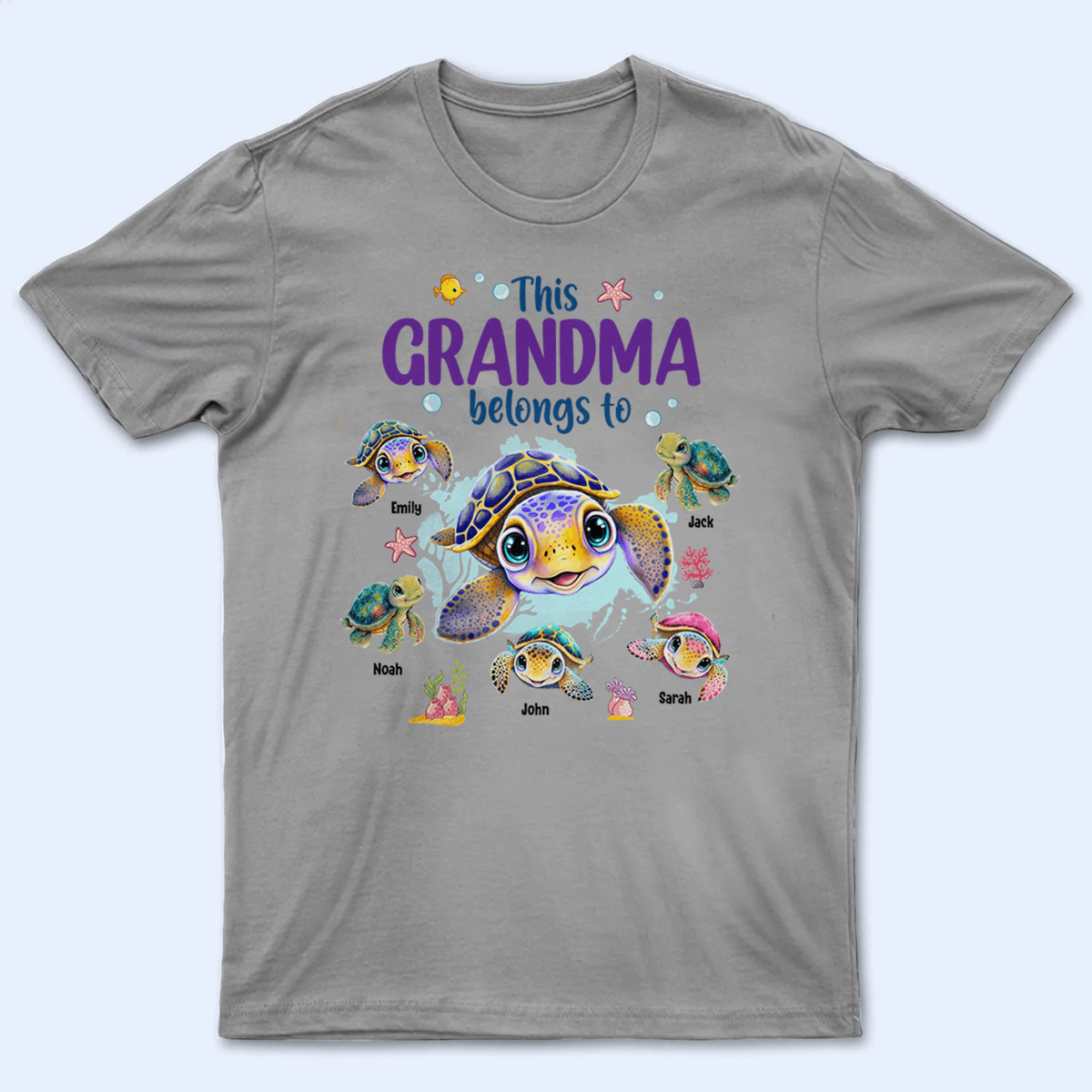 This Grandma Belongs To Summer Turtles - Personalized Custom T Shirt - Gift for Grandma/Nana/Mimi, Mom, Wife, Grandparent - Suzitee Store