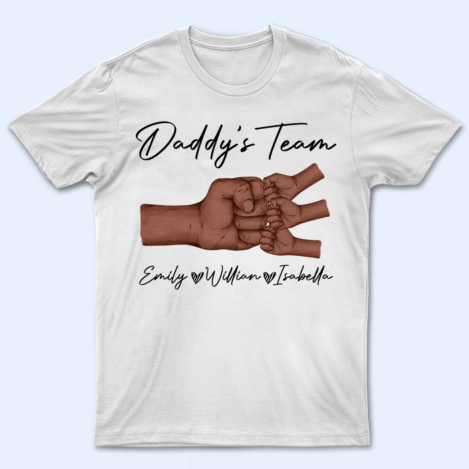 Black Daddy & Kids, Together We're A Team - Personalized Custom T Shirt - Father's Day Gift for Black Dad, Grandpa, Daddy, Dada, African American, Black History Month, Juneteenth - Suzitee Store