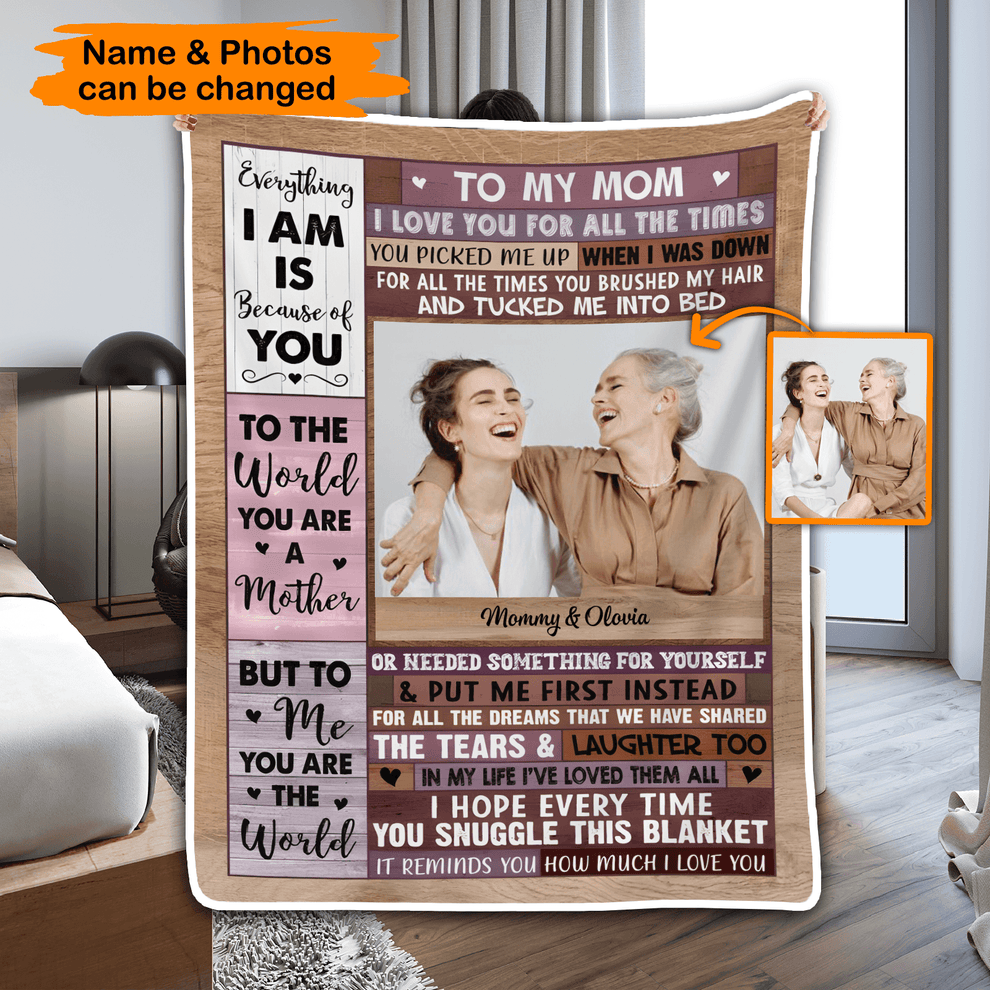 Custom Photo We Love You, Mom | Birthday, Loving, Funny Gift for Grandma/Nana/Mimi, Mom, Wife, Grandparent | Blanket - Suzitee Store