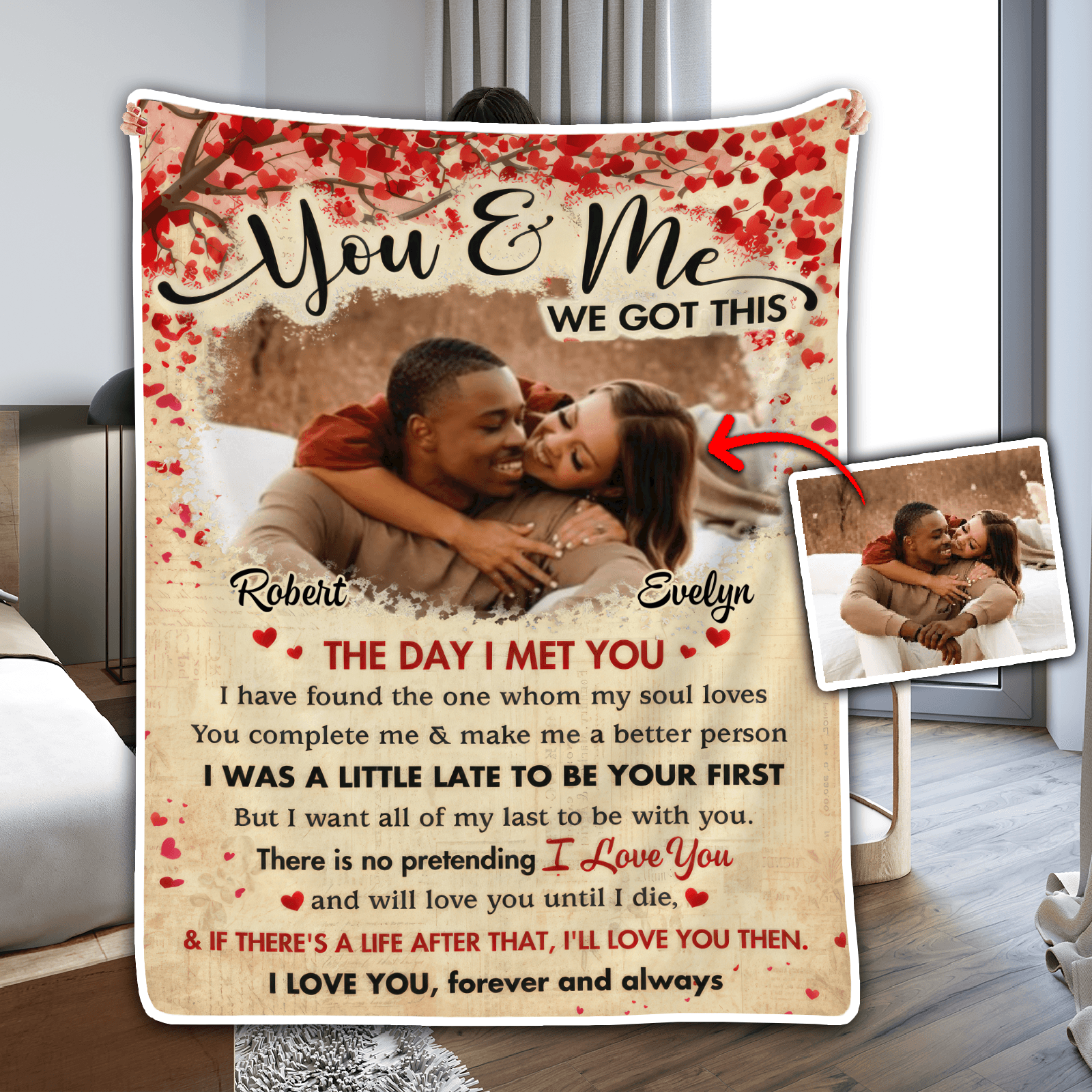 Custom Photo You & Me We Got This | Personalized Gift For Couples, Valentine, Anniversary, Husband Wife, Girlfriend, Boyfriend, Her/Him | Blanket