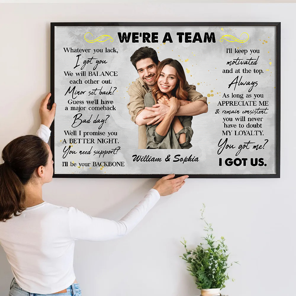 Custom Photo We're A Team - Custom Canvas Prints - Personalized Gift For Valentine, Anniversary, Husband Wife, Her/Him, Girlfriend, Boyfriend
