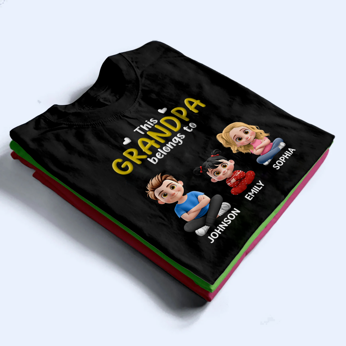 3D Effect Kid Cross Arm This Grandpa/Grandma Belongs To - Personalized Custom T Shirt - Gift For Grandpa/Grandma, Dad/Mom