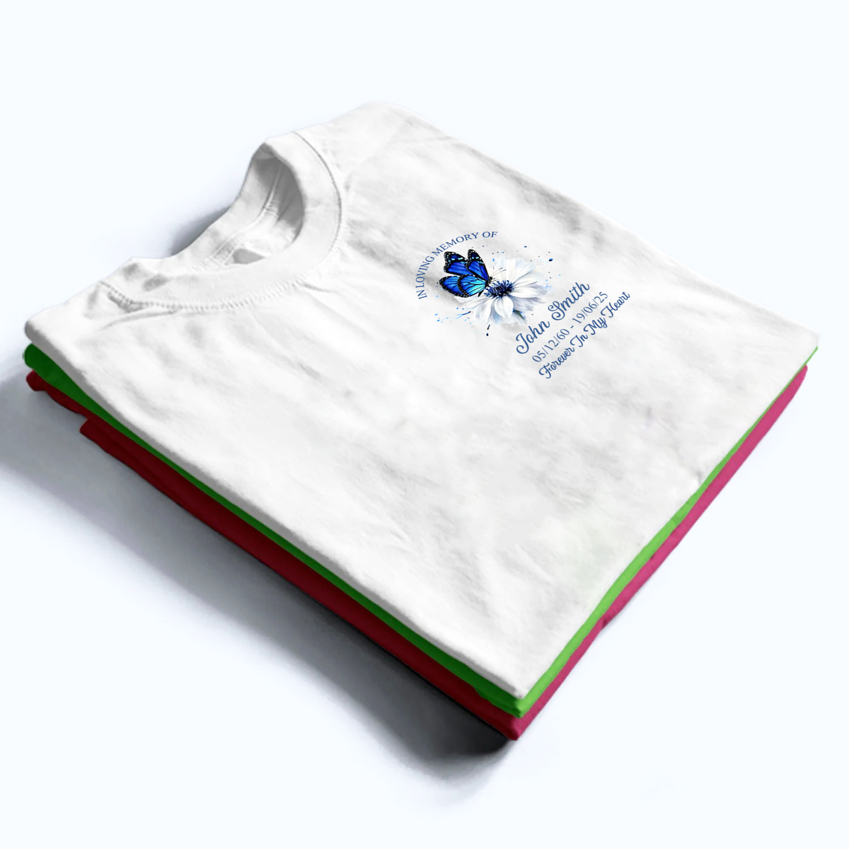 Memorial Butterfly Forever In My Heart - Personalized Custom Shirt - Memorial Sympathy Gifts For Loss Of Mom, Dad