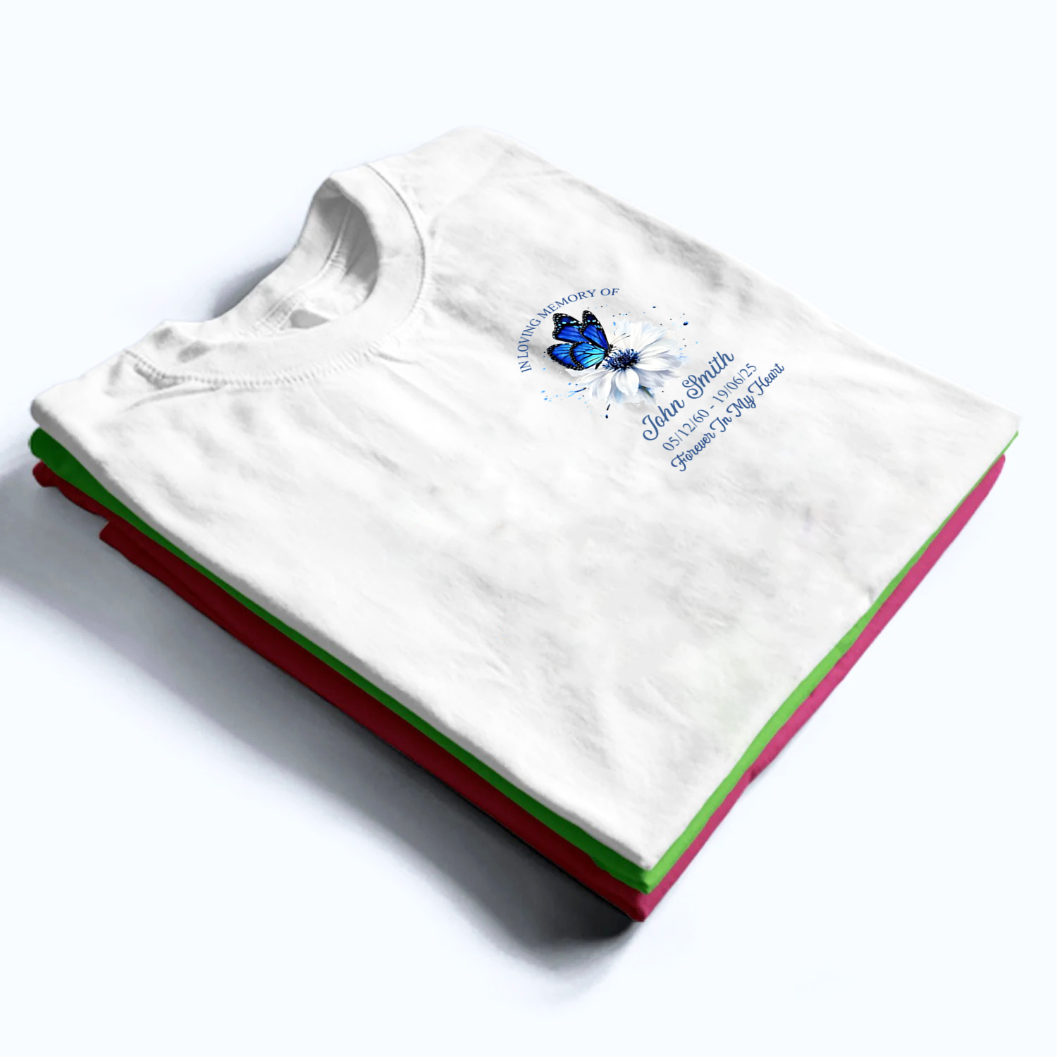 Memorial Butterfly Forever In My Heart - Personalized Custom Shirt - Memorial Sympathy Gifts For Loss Of Mom, Dad