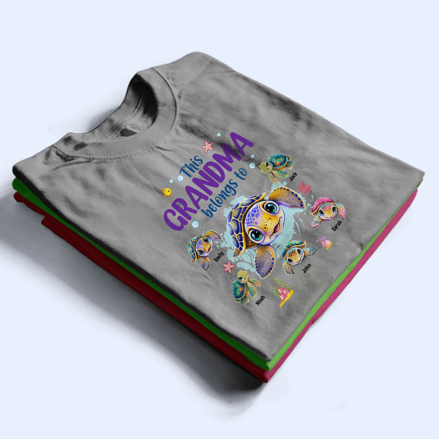 This Grandma Belongs To Summer Turtles - Personalized Custom T Shirt - Gift for Grandma/Nana/Mimi, Mom, Wife, Grandparent 3
