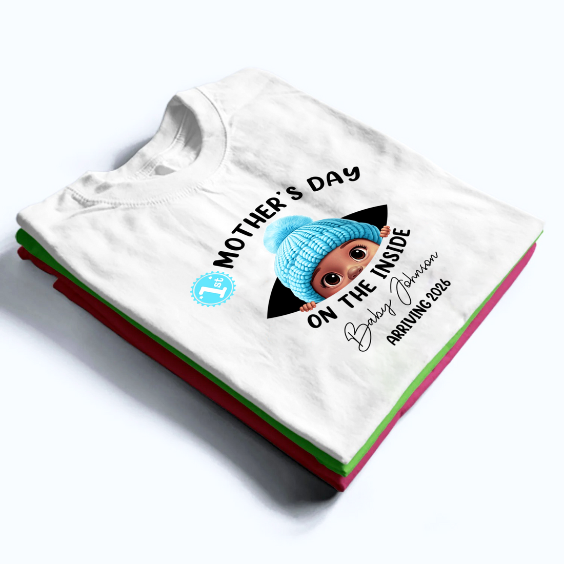 Personalized Baby First Year On The Inside With Mom t-shirt, alternate view 2