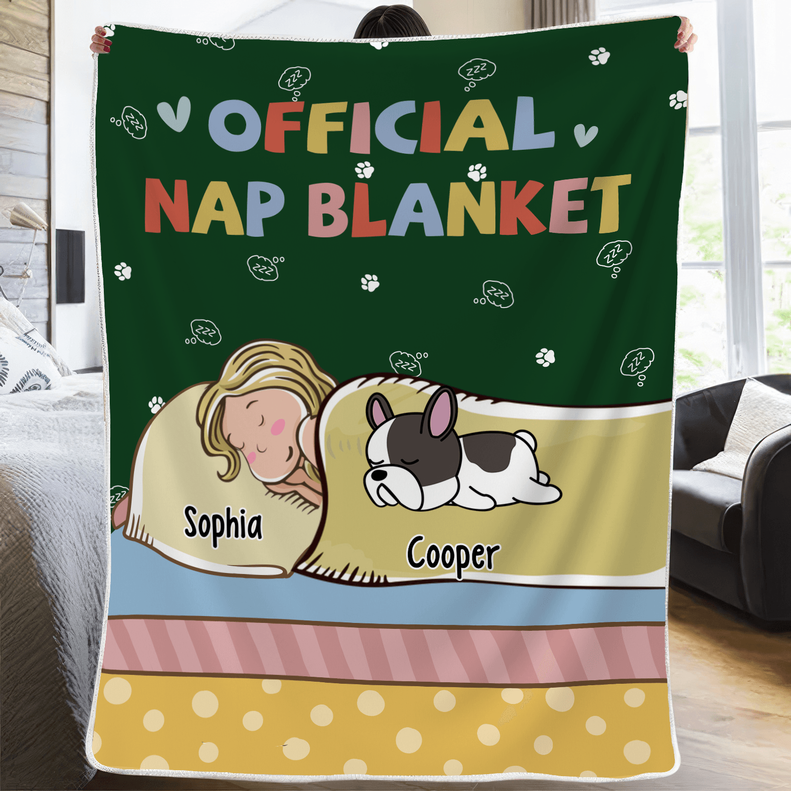 Official Nap Blanket | Personalized Gift for Dog/Cat Lovers, Pet Lovers, Dog Mom, Cat Mom, Dog Dad, Cat Dad | Blanket - Suzitee Store