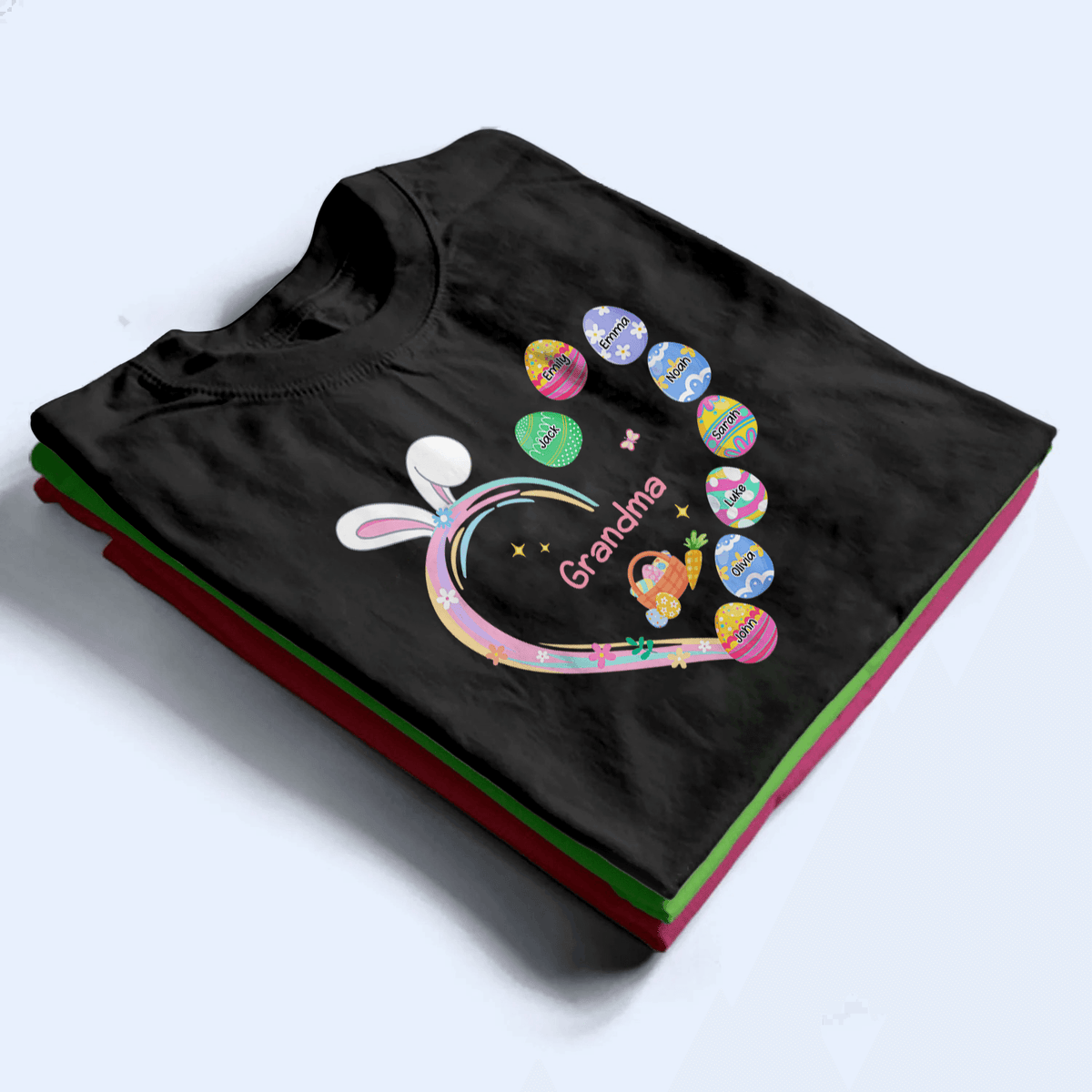 Grandma Easter Heart With Grandkids Bunny - Personalized Custom T Shirt - Easter, Birthday, Loving, Funny Gift for Grandma/Nana/Mimi, Mom, Wife, Grandparent - Suzitee Store