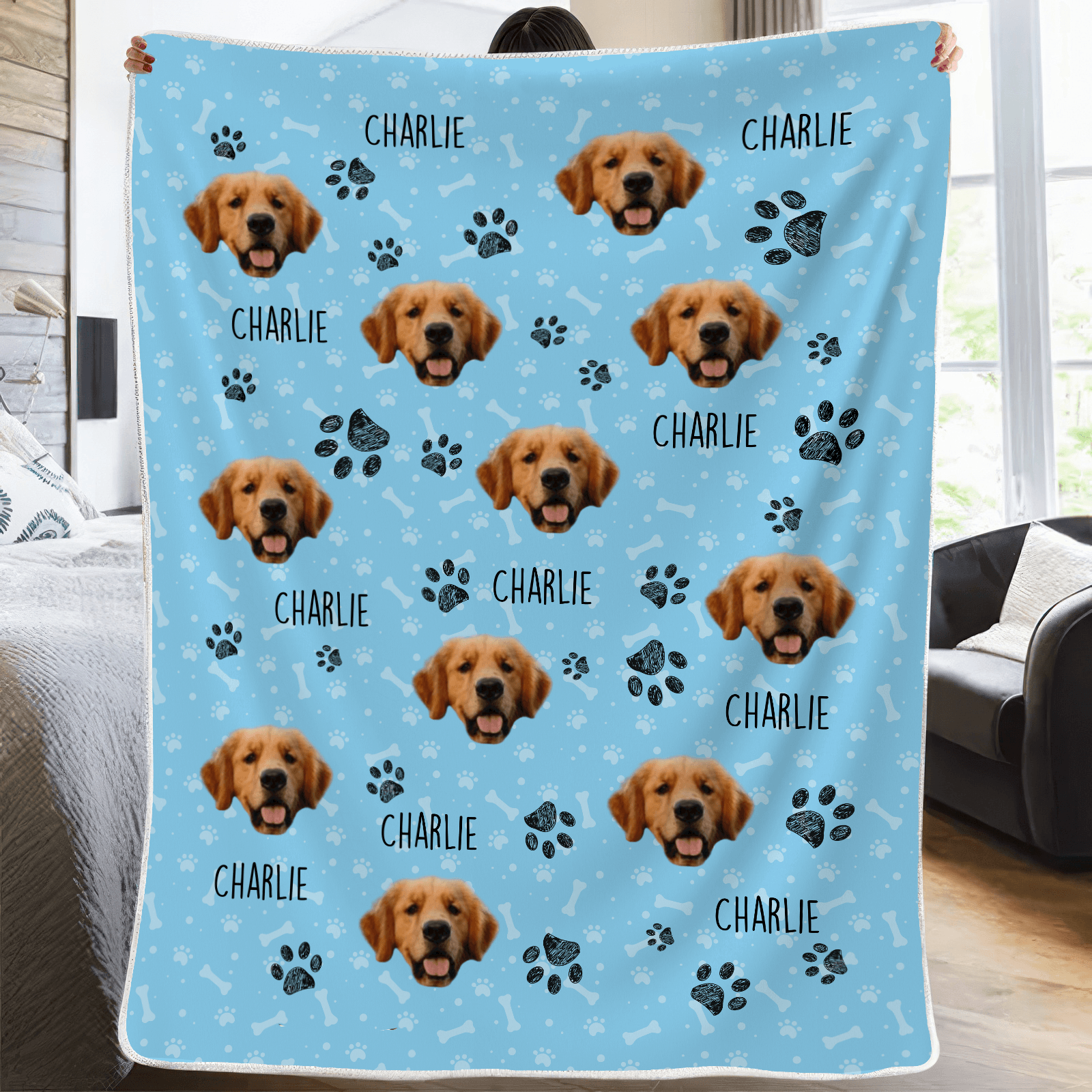 Custom Photo Colorful Upload Pet Image | Personalized Gift for Dog/Cat Lovers, Pet Lovers, Dog Mom, Cat Mom, Dog Dad, Cat Dad | Blanket - Suzitee Store