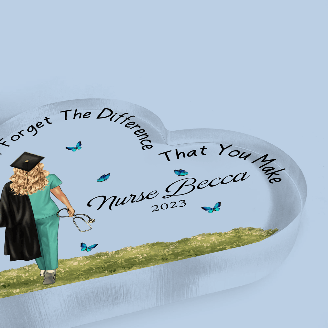 Personalized Nursing Graduation acrylic plaque-heart, alternate view 2