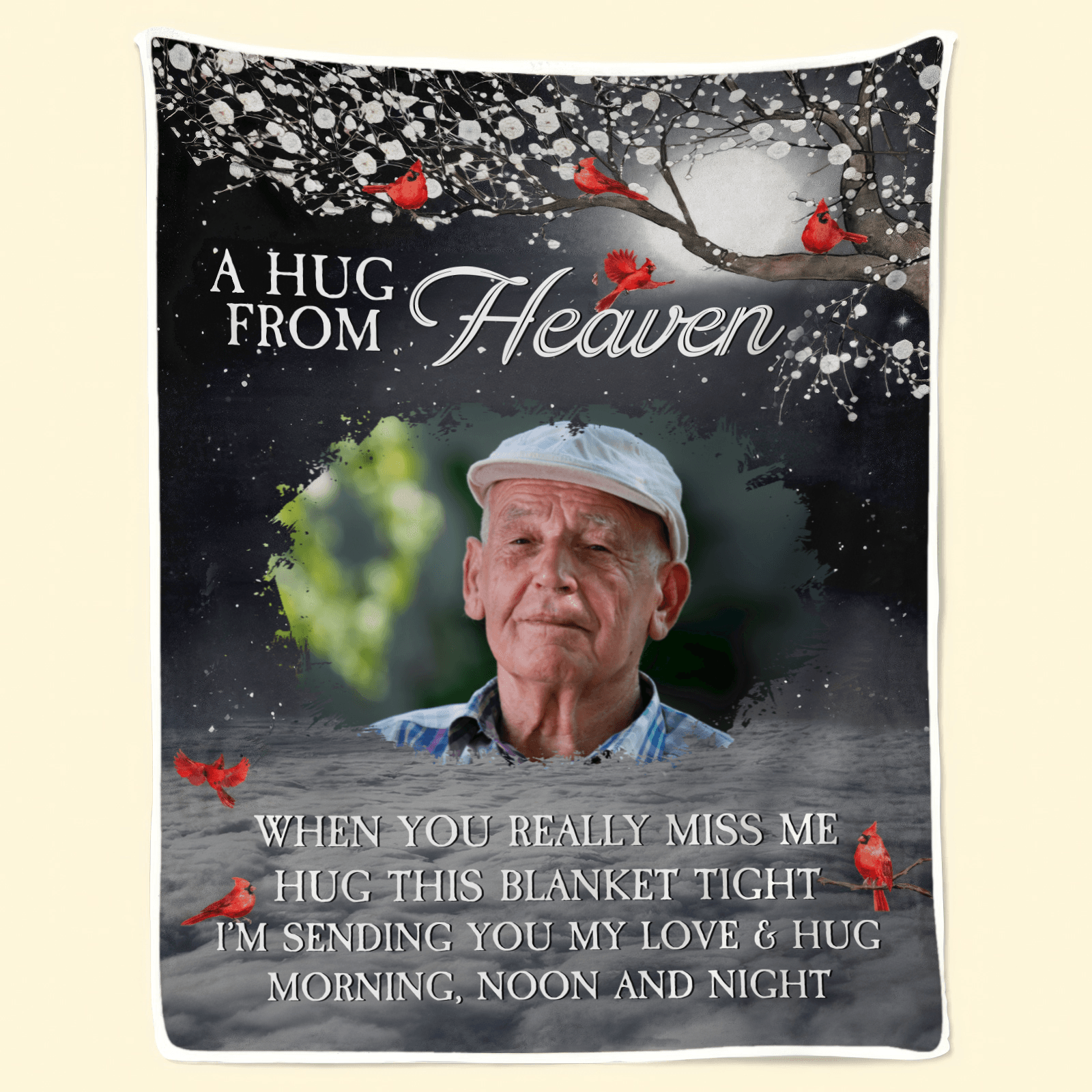 Custom Photo A Hug From Heaven | Memorial Sympathy Personalized Gift for Family Members, Grandma, Grandpa, Dad, Mom, Daughters, Sons | Blanket - Suzitee Store