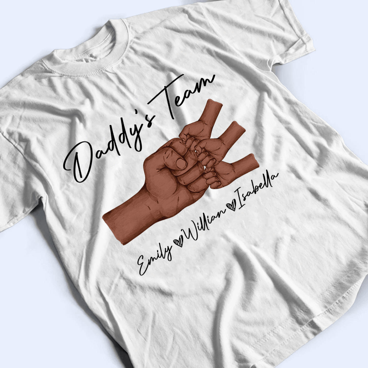 Black Daddy & Kids, Together We're A Team - Personalized Custom T Shirt - Father's Day Gift for Black Dad, Grandpa, Daddy, Dada, African American, Black History Month, Juneteenth - Suzitee Store
