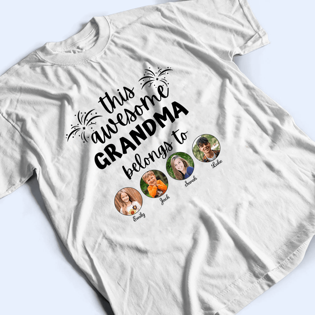 Custom Photo This Awesome Grandma Belongs To - Personalized Custom T Shirt - Gift for Grandma/Nana/Mimi, Mom, Wife, Grandparent - Suzitee Store