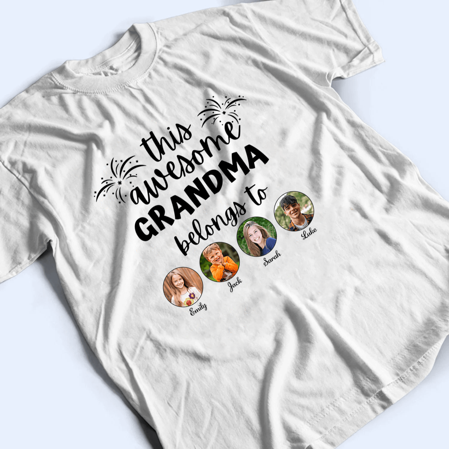 Custom Photo This Awesome Grandma Belongs To - Personalized Custom T Shirt - Gift for Grandma/Nana/Mimi, Mom, Wife, Grandparent - Suzitee Store