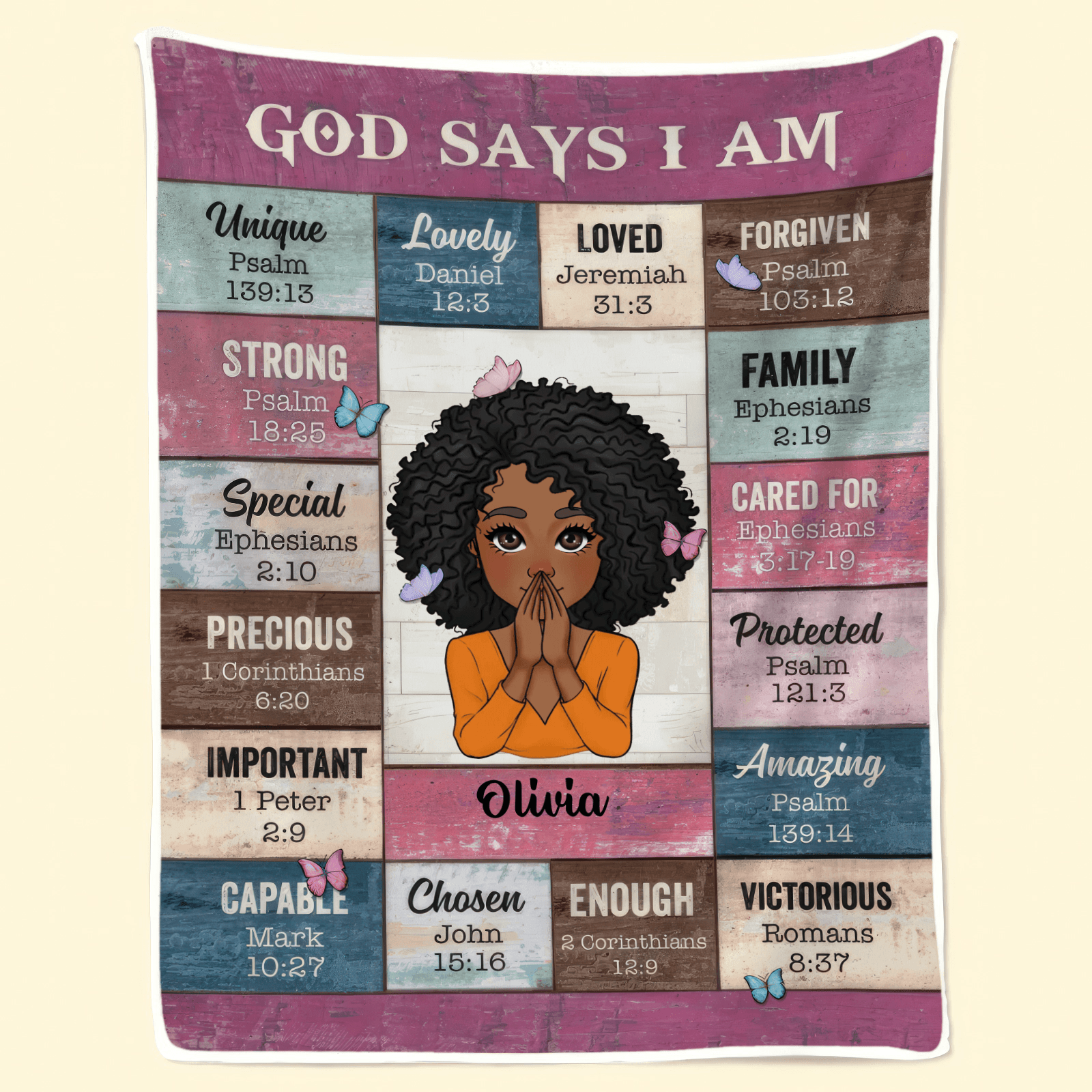 God Says I Am - Custom Blanket - Personalized Gift for Christian Girl, Woman, Sister, Mother, Friend, Wife, Girlfriend or Black History, African American 7