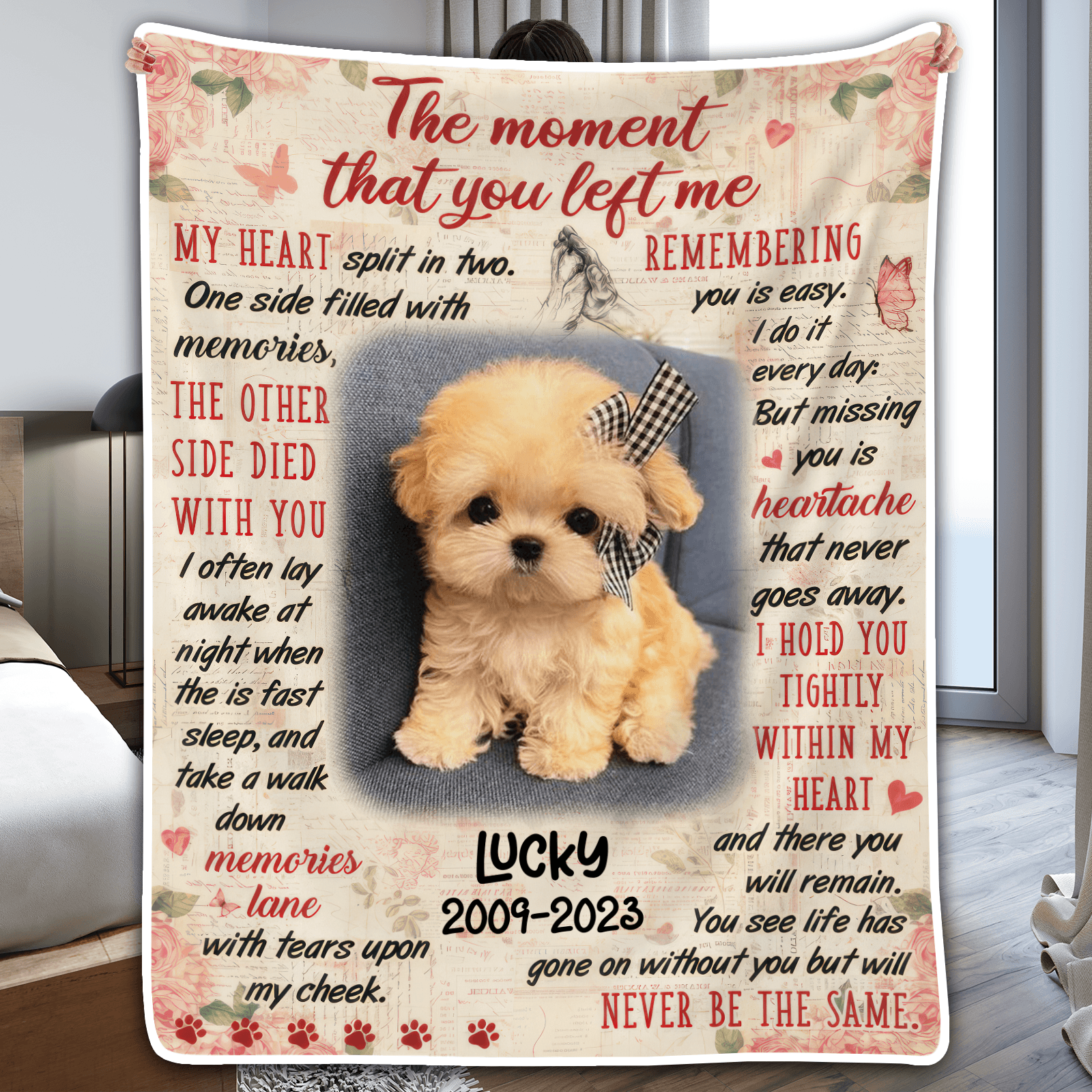 Custom Photo The Moment That You Left Me | Personalized Sympathy Gift for Pet Lovers, Dog Mom, Dog Dad, Cat Mom, Cat Dad | Blanket - Suzitee Store