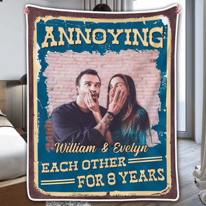 Custom Photo Annoying Each Other | Memorial Sympathy Personalized Gift for Family Members, Grandma, Grandpa, Dad, Mom, Daughters, Sons | Blanket
