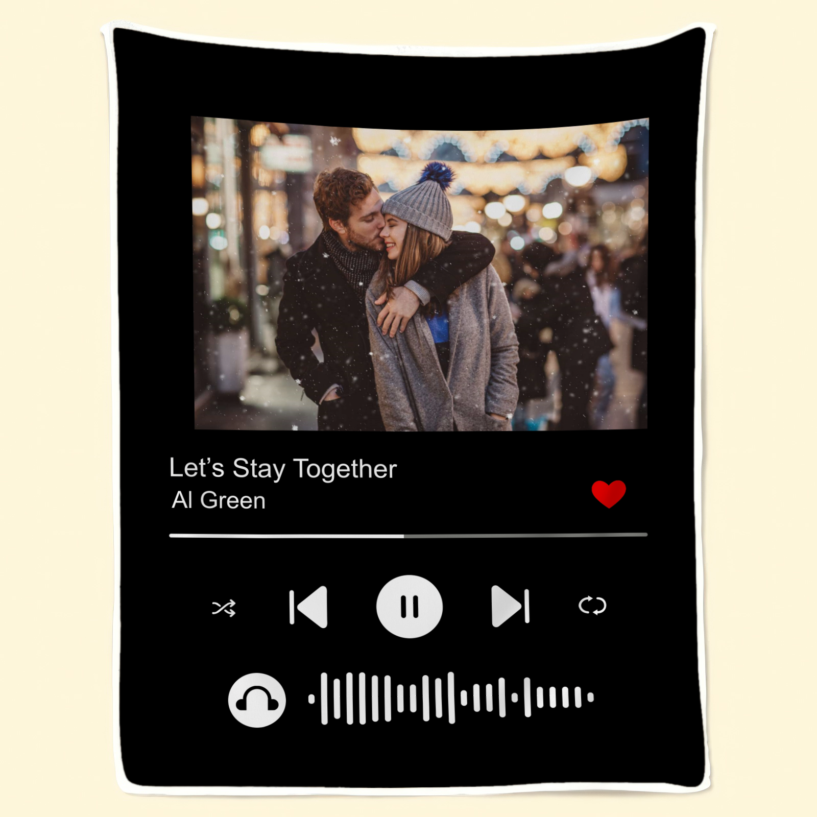 Couple Photo Blanket with Song - Personalized Music Favorite Gift for Girlfriend, Boyfriend, Husband, Wife | Valentine, Birthday, Anniversary