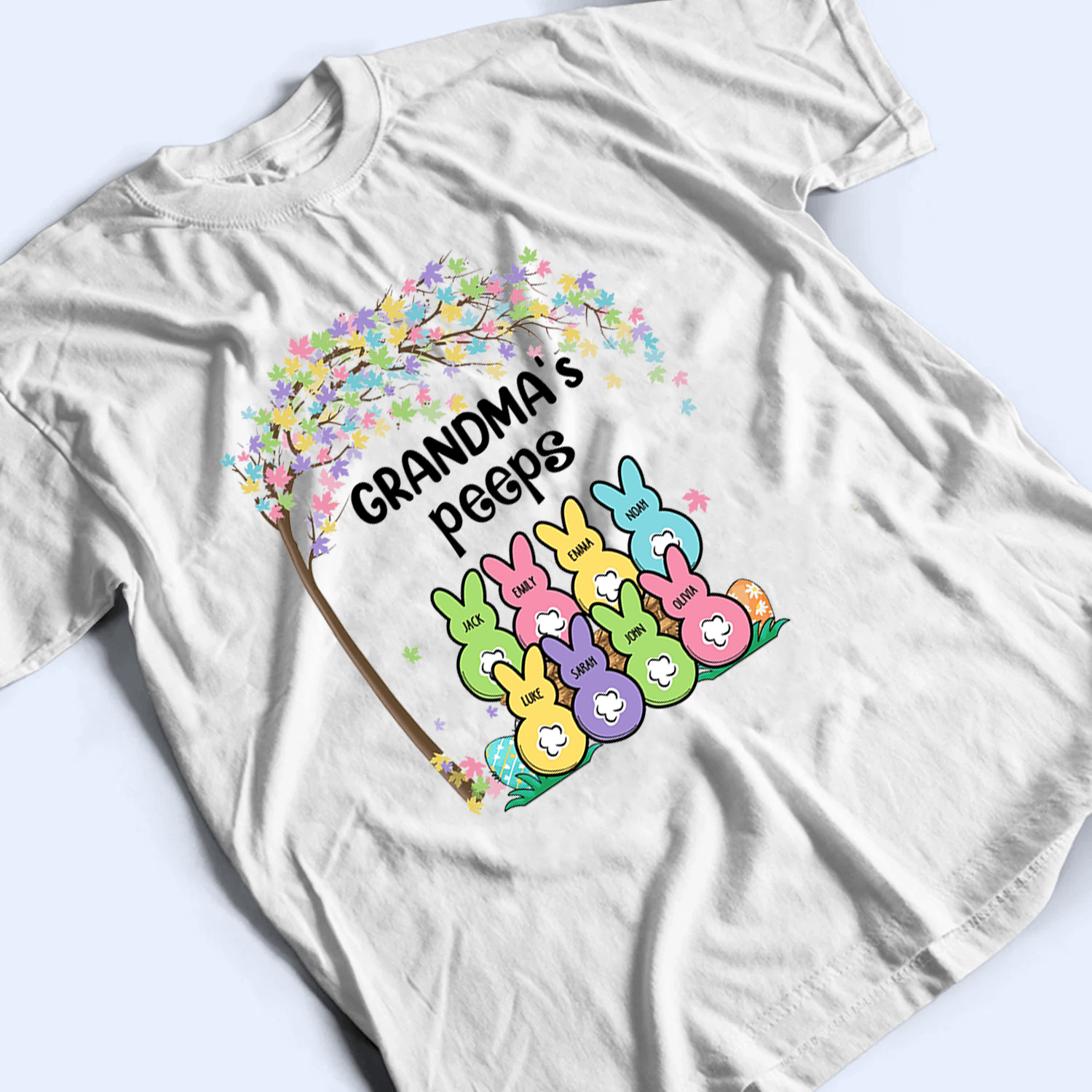Grandma's Bunnies Easter Custom Kid's Name - Personalized Custom T Shirt - Easter, Birthday, Loving, Funny Gift for Grandma/Nana/Mimi, Mom, Wife, Grandparent - Suzitee Store