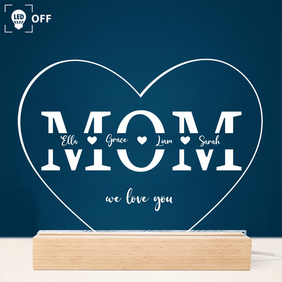 Mom We Love You - Acrylic Plaque Led Lamp - Personalized Gift for Mom - Mother's Day Gift - Suzitee Store