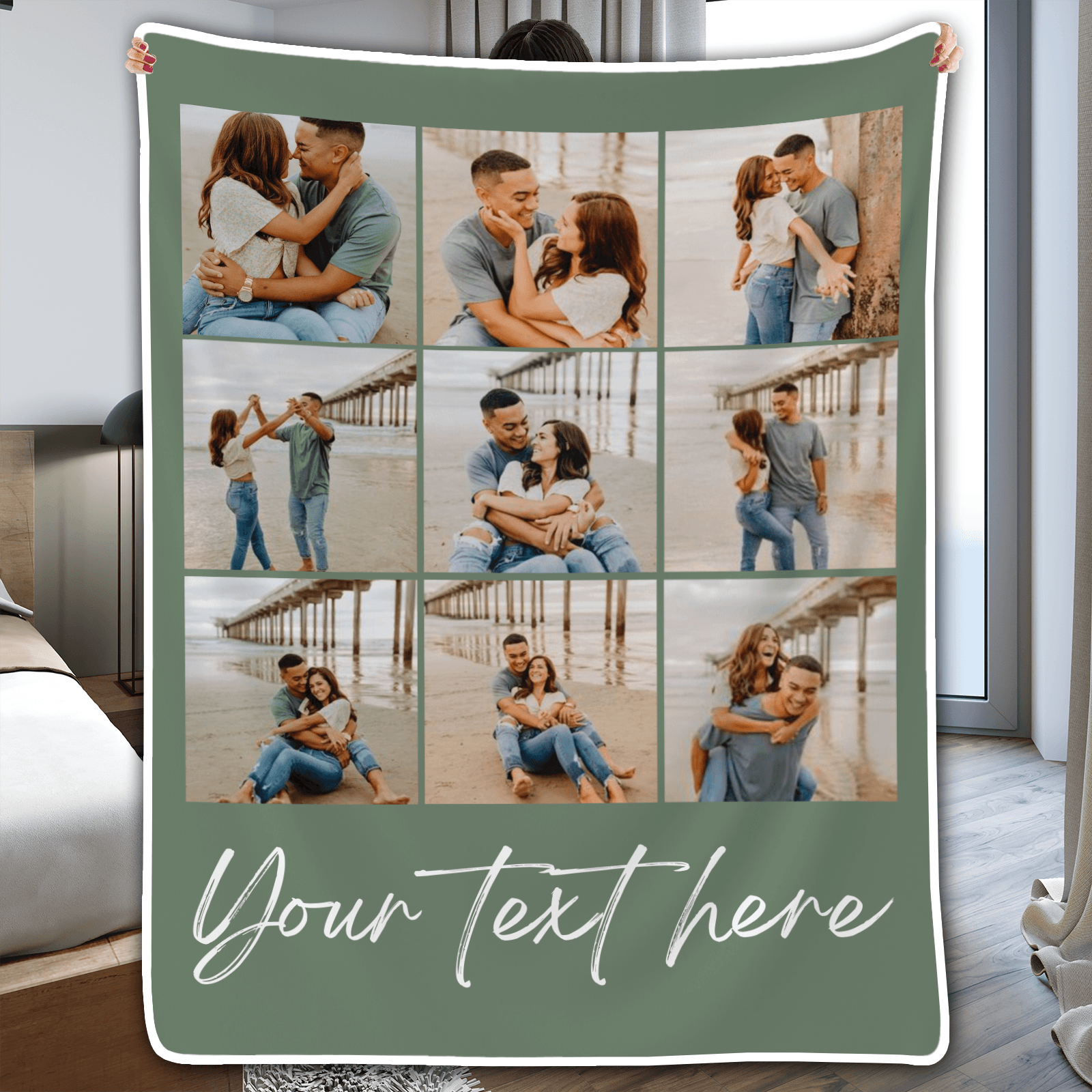Custom Photo Blanket, Personalized Family Gift For Couples, Valentine, Anniversary, Engagement, Birthday, Husband Wife, Girlfriend, Boyfriend, Her/Him - Suzitee Store