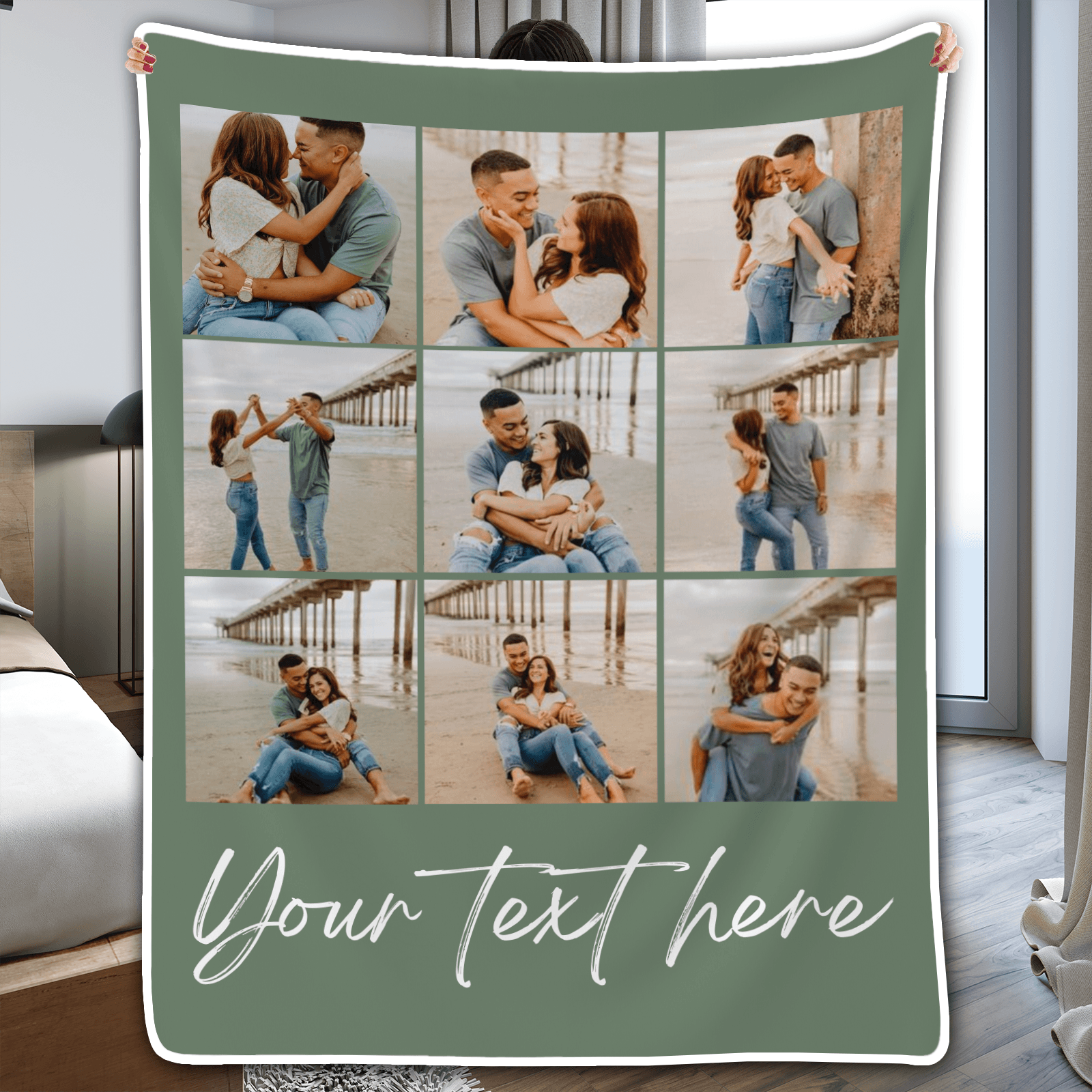 Custom Photo Blanket, Personalized Family Gift For Couples, Valentine, Anniversary, Engagement, Birthday, Husband Wife, Girlfriend, Boyfriend, Her/Him