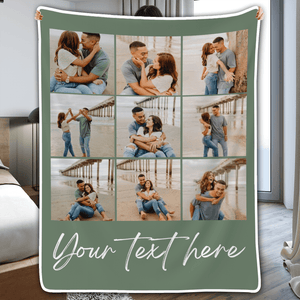 Custom Photo Blanket, Personalized Family Gift For Couples, Valentine, Anniversary, Engagement, Birthday, Husband Wife, Girlfriend, Boyfriend, Her/Him - Suzitee Store