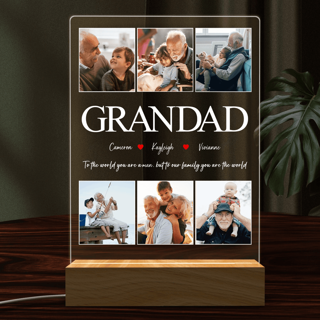 Personalized Best Grandad Ever led light, alternate view 2