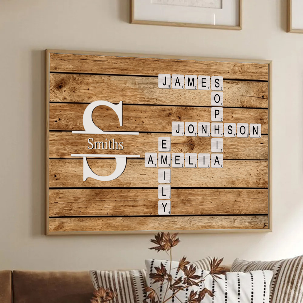 Family Name Crossword - Personalized Poster/Canvas Prints - Gift For Family Members, Mom and Dad
