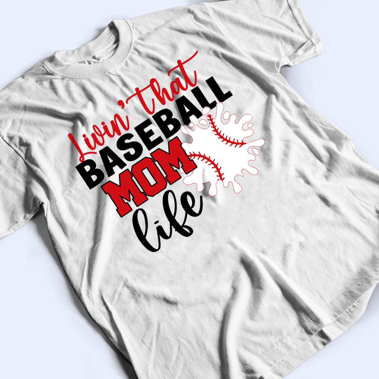 Livin That Baseball Life - Personalized Custom T Shirt - Gift for Grandma/Nana/Mimi, Mom, Wife, Grandparent - Suzitee Store