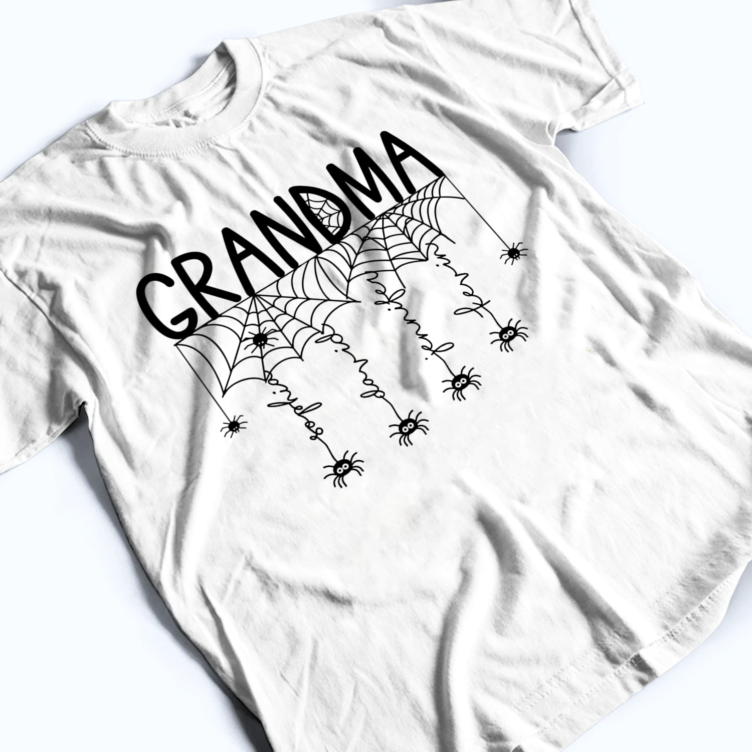 Halloween Grandma Mom Spooky Spiders - Personalized Custom T Shirt - Fall Season, Halloween Gift for Grandma/Nana/Mimi, Mom, Wife