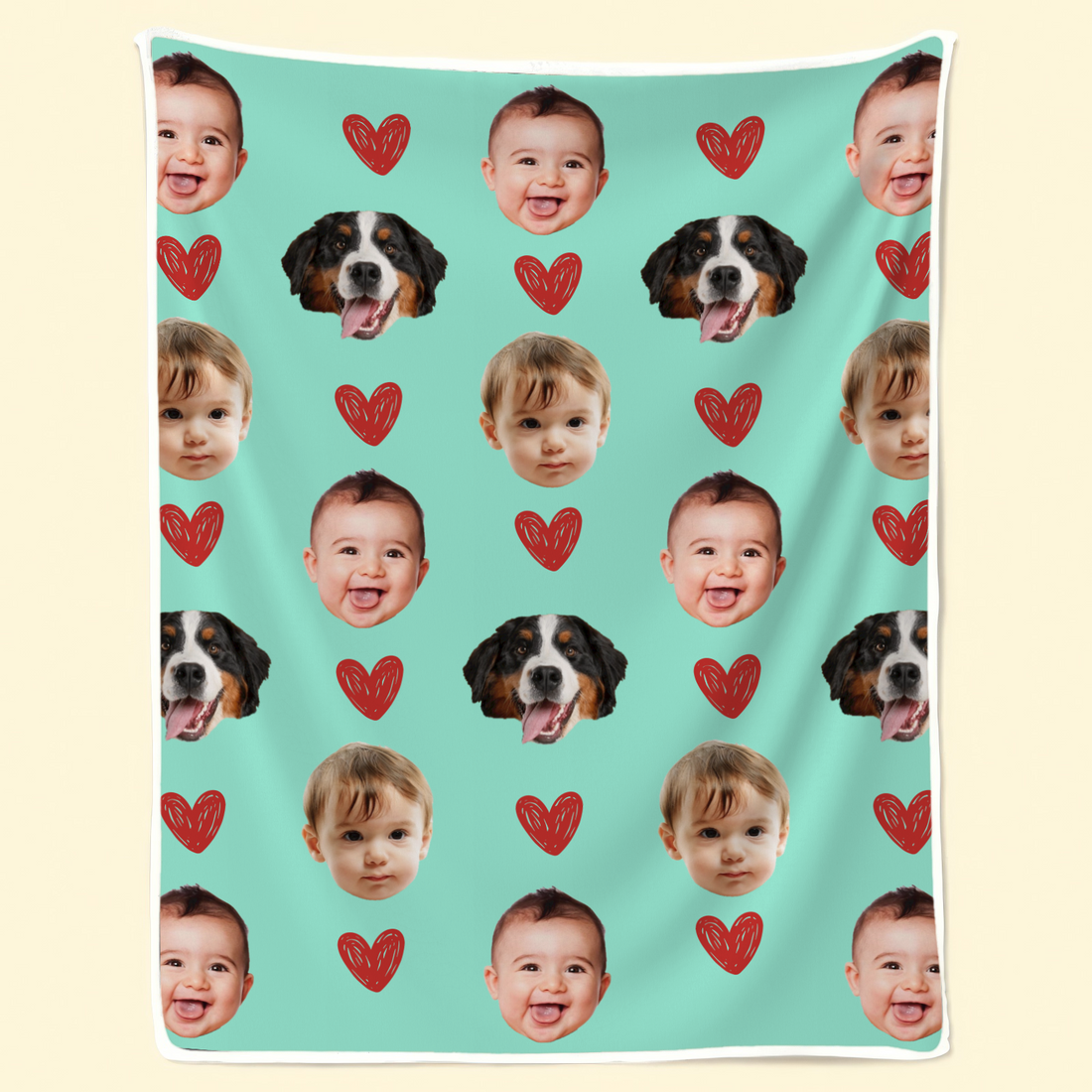 Personalized Custom Photo Face Family Blanket fleece blanket, soft fleece fabric close-up
