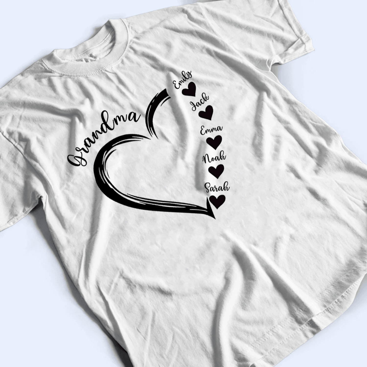 Grandma Sweet Heart With Grandkids Name - Personalized Custom T Shirt - Birthday, Loving, Funny Gift for Grandma/Nana/Mimi, Mom, Wife, Grandparent - Suzitee Store